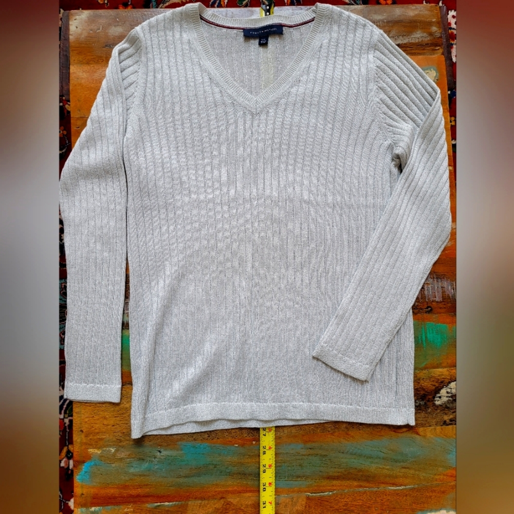 Tommy Hilfiger Silver Metallic Sweater L